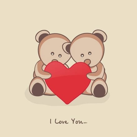 Link to Valentines E-cards. Two teddy bears holding a heart.