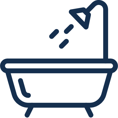 Drawing of a bath and shower