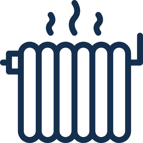 Drawing of a radiator giving off heat