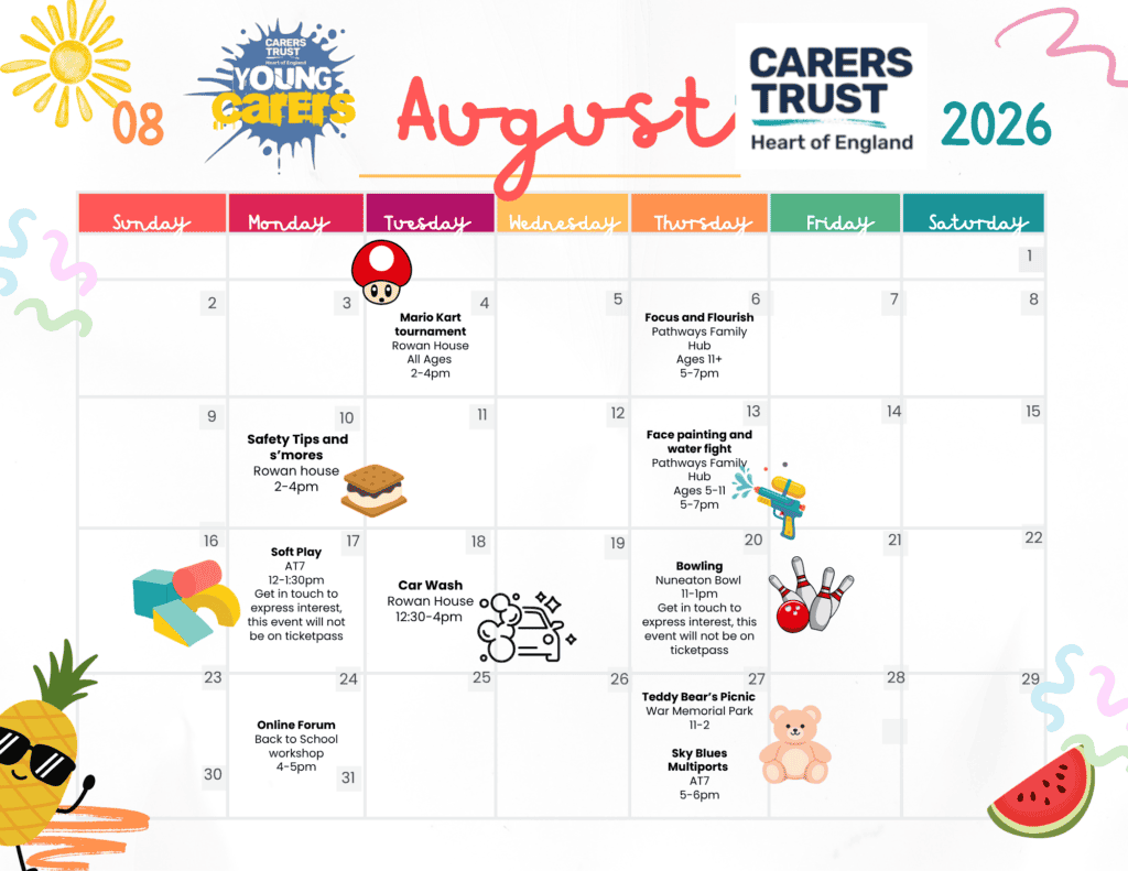 YC Coventry August 2026 Calendar